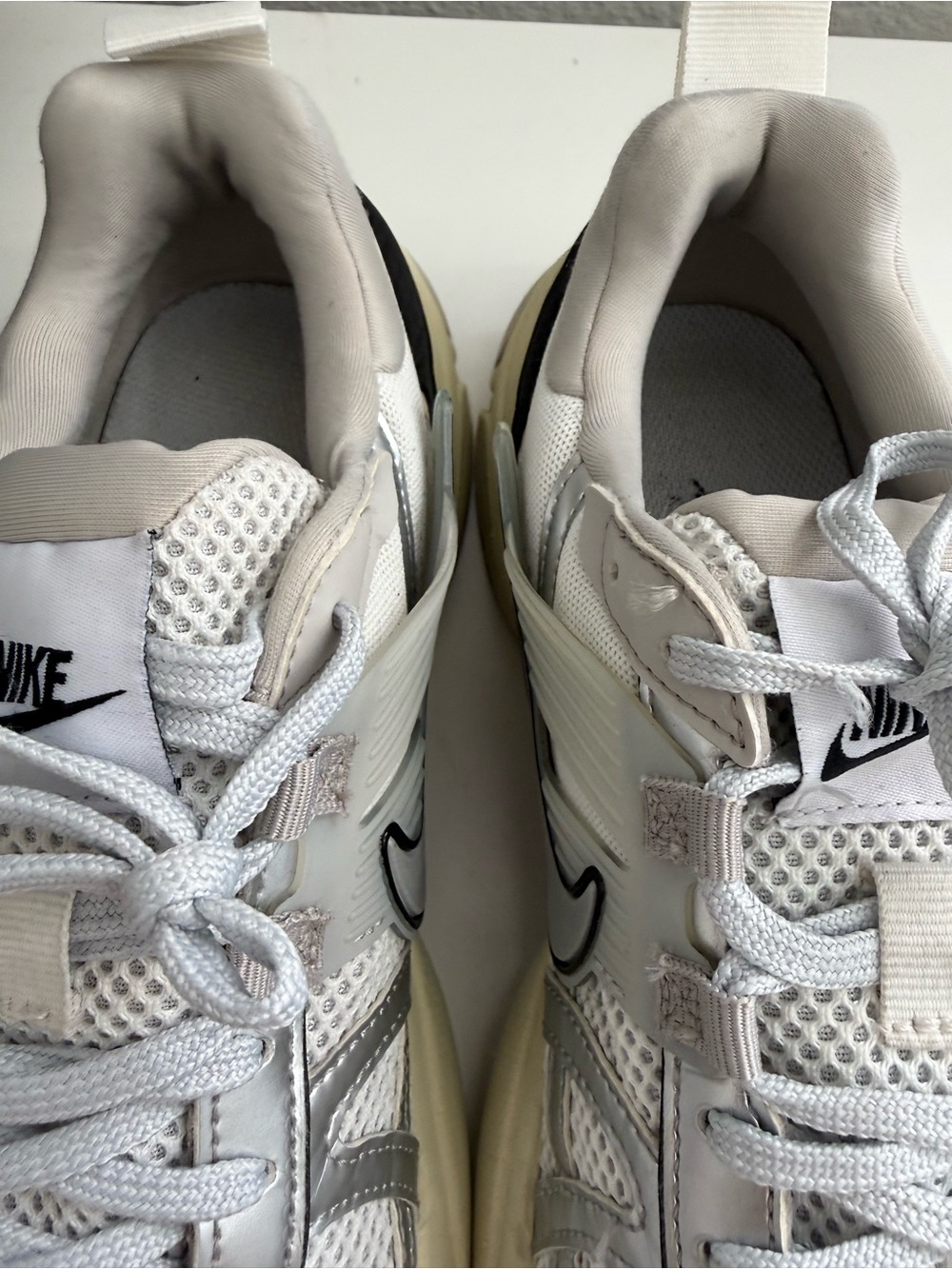 Nike V2k women size 9.5 Silver, White & Black Women's Chunky Lace-Up Sneakers - Picture 4 of 10